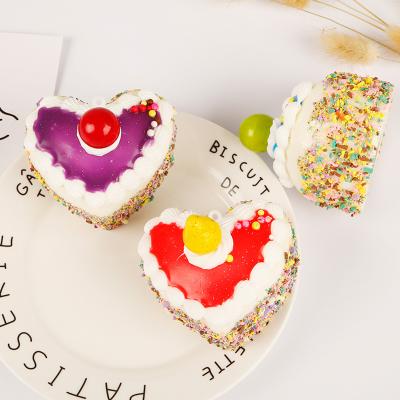 China New Shape Food 3D Fridge Magnets PU Simulation Custom Crafts Slow Rebound Heart Shaped Cream Cake Fridge Magnet for sale