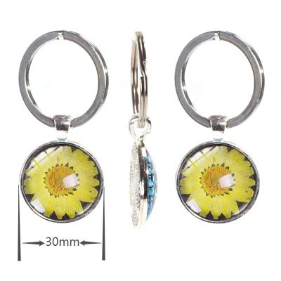 China Promotion LYCKD01 Ring Keychain Flower Of Life Real Flower Key Chain Souvenir Party Souvenir Gifts for sale