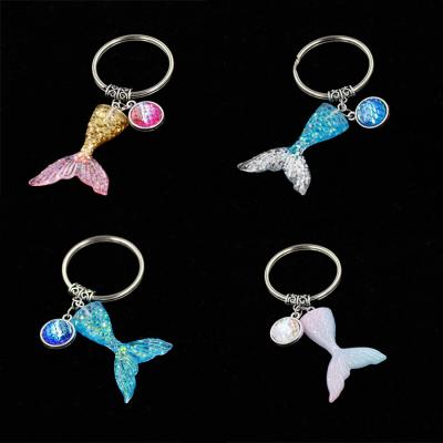 China Wholesale Key Chain Mold Most Popular Gradient Mermaid Ocean Fish Scale Fishtail Pendant Key Chain for sale