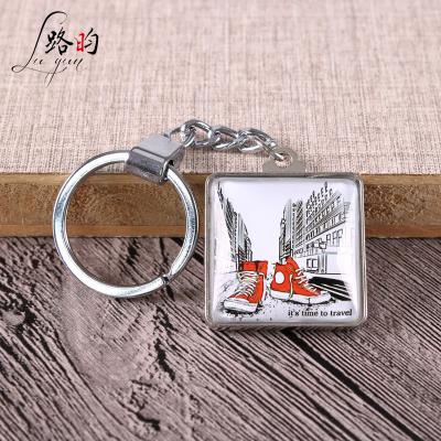 China Double Sided Creative Square Glass Model Stick Figurecamera Stick Key Chain Mold 3*10cm Diverse Style Key Chain for sale