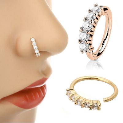 China 2021 Indian Women's Wholesale Luxury Environmental Friendly Piercing Nose Ring Cuff Designer Nose Rings Face Jewelry for sale