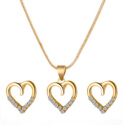 China 2021 Environmental Friendly Women Trend 14k Gold Plated Heart Shape Earring Set Brazilian Gold Jewelry Sets for sale