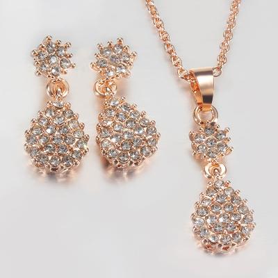 China Luxury Environmental Friendly Jewelry Display Set Earring Sets For Women Jewelry Water Drop Wedding Necklace Earring Zircon Jewelry Set for sale