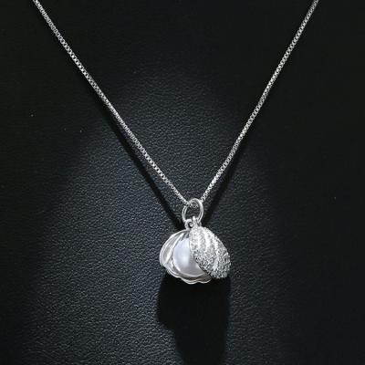 China Fashion Environmental Friendly Jewelry 925 Silver Plated Women Accessories Bead Shell Pendant Necklace for sale