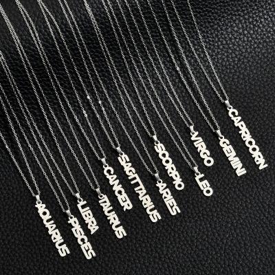 China Environmental Friendly Wholesale Personalized Letter Necklace Stainless Steel Silver Gold Plated 12 Zodiac Necklace for sale