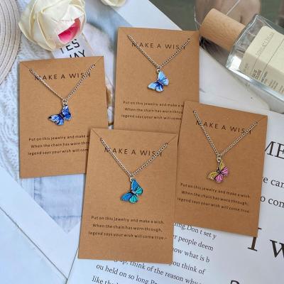 China Fashionable Environmentally Friendly Multiple Colors Personalized Statement Gold Choker Necklace Chain Butterfly Necklace Pendant for sale