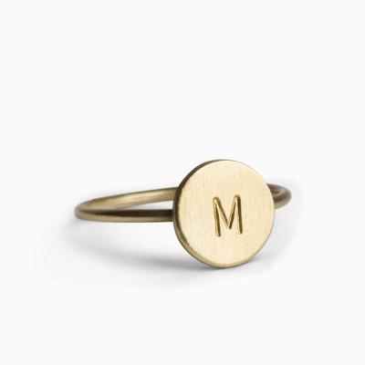 China Environmental Friendly Custom 18k Gold Plated Personalized Ladies Wedding Ring Silver Ring Alphabet Letter m for sale