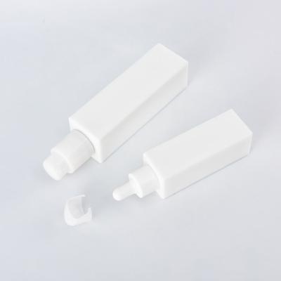 China Opal Square Glass Cosmetic White Lotion Bottle With Pump Or Screw Top For Skin Care Cosmetic Packaging for sale