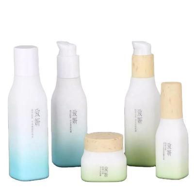 China 50g/40ml/100ml/120ml Opal White Glass Cosmetic Packaging Lotion Bottle Cosmetic Set for sale