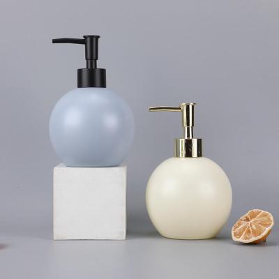 China Luxury 400ml Sphere Shaped Liquid Soap Dispensers Glass Hand Sanitizer Bottles With Pump Head For Bathroom Use for sale