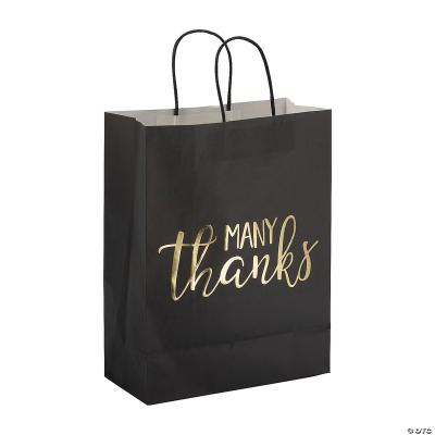 China Recyclable Large Capacity Shoulder Length Handle Black Envelope Kraft Paper Treat Bag Rope for sale