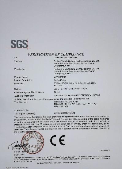 CE - Foshan Shunde Stelang Electric Appliance Co., Ltd.