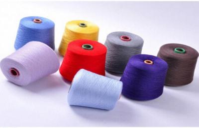 China Virgin Bright Dyed Polyester Yarn , Colorful Polyester Spun Two For One Yarn Multi Color for sale