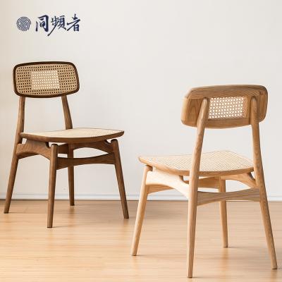 China Nordic& TPZ041A Wholesale Home Wooden Rattan Furniture Design Leisure Chair Nordic Modern Backrest Woven Rattan Dining Chair for sale