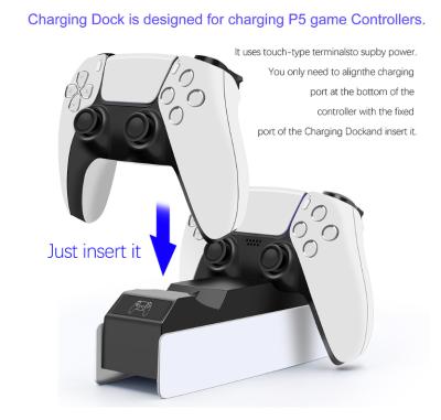 China Dual docker charger for potential PS5 factory products joysticks game controller and dual duoble dock charger for PS5 gamepad for sale