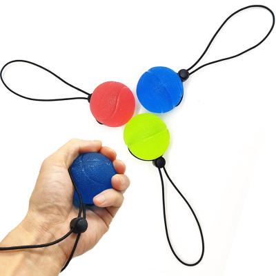 China Portable Rehab Exercise Band Handle Ball With Rope Small Fitness Equipment Pressure Duct Basketball Shaped Ball 5*5cm for sale