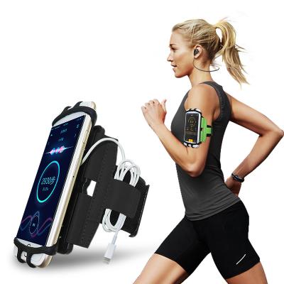 China 180 Rotation Silicone+ABS+Nylon Sports Outdoor Armband Mobile Phone Holder Running Wristband for sale