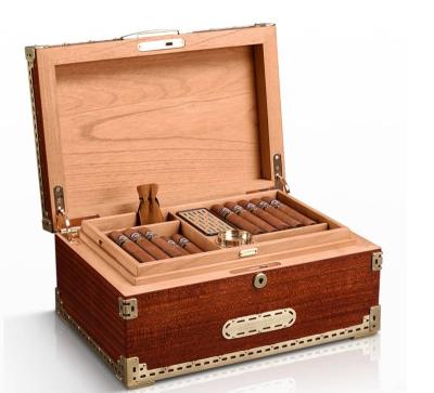 China American Style wooden box with hinged lid wooden box Solid Cigar Humidor Box Case Wooden Cigar Humidor for sale