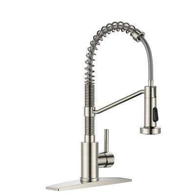 China Pull Out Spray Factory Kitchen Faucet Brass 304 Stainless Steel Head Adjustable Pull-Out Kitchen Faucet For Hot And Cold for sale