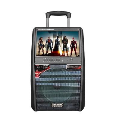 China Hot Selling 15inch Screen PORTABLE 12inch Plastic Cart Base Speakers With BT for sale