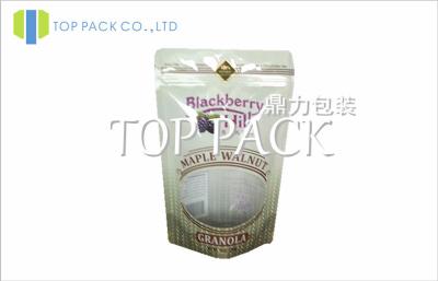 China Zip Lock Stand Up Food Pouches With Tear Notch , Blackberry Plastic Pouches for sale