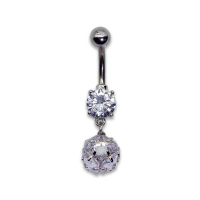 China OEM Shiny Zircons Belly Button Piercings Jewelry Curved Silver Belly Bars for sale