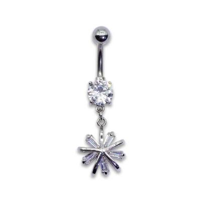 China Snow Flower Belly Button Piercings Jewelry 316 Stainless Steel Silver Plated for sale