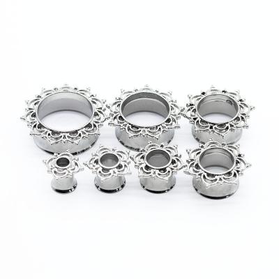 China Silver Lace Edge Comfort Piercing Ear Plug Crystals 10mm Gauge Earrings for sale