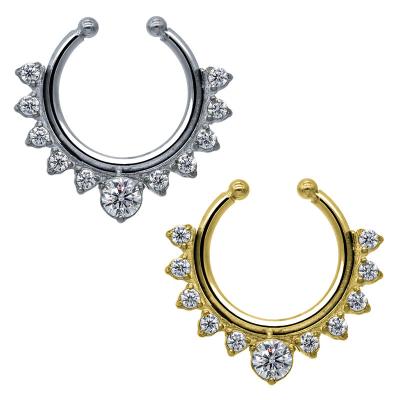 China Flower Edge Titanium Nose Septum Ring False Nose Piercing Kit Gold Silver for sale