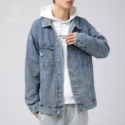 China QUICK DRY men's denim jacket men's denim jacket lapel youth tooling men's loungewear autumn trend loose top for sale