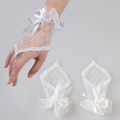 China Fingerless White Bow Fingerless Fingerless Lace Cuffs Wedding Bridal Bridal Accessories UL210506002 for sale