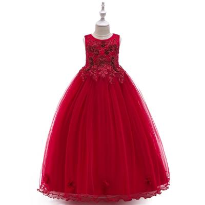 China Polyester Children's Wedding Dress Long Skirt Tutu Mesh Princess Dress for sale