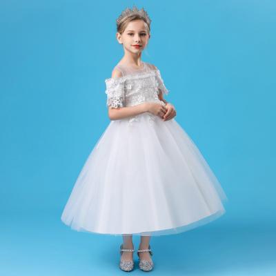 China Polyester Children's Wedding Dress Long Skirt Tutu Mesh Princess Dress for sale