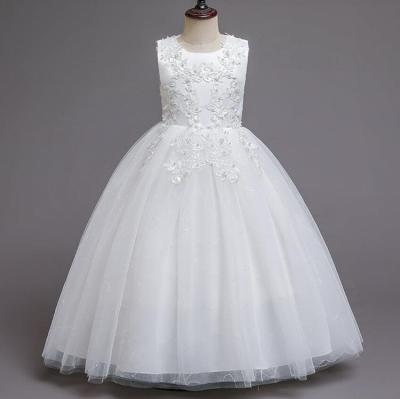 China Polyester Children's Wedding Dress Long Skirt Tutu Mesh Princess Dress for sale