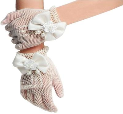 China Wedding Bridesmaids Mittens Bead Bow Tie Fish Net Wedding Mittens 18*8cm for sale