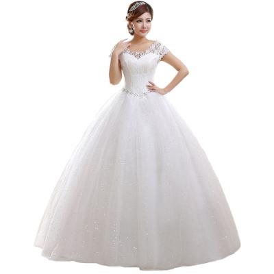 China 2021 Cheapest Anti-wrinkle Fashion Floor Length Wedding Dress Lace Bridal Wedding Dress for sale