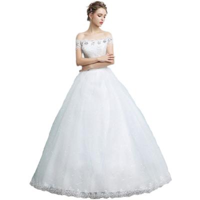 China Anti-Wrinkle Hot Sale Off-Shoulder Wedding Dress Luxury Bridal Rhinestone Wedding Dress for sale