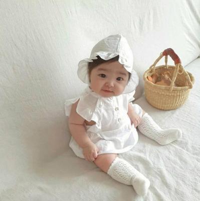 China 95%Cotton Newborn Baby Clothes Cute Romper Ruffle Jumpsuit Jumpsuit Girls Onesies Infant Romper Outfits Hat for sale