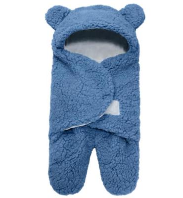 China Polyester/Cotton 2021 Warm Newborn Sleep Sack Soft Baby Infant Bear Shaped Artificial Wool Stroller Winter Sleeping Bag for sale