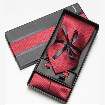 China Eco-Friendly Materials Business Tie Set With Pocket Square And Cufflinks Fashion Solid Color Tie Set For Men for sale