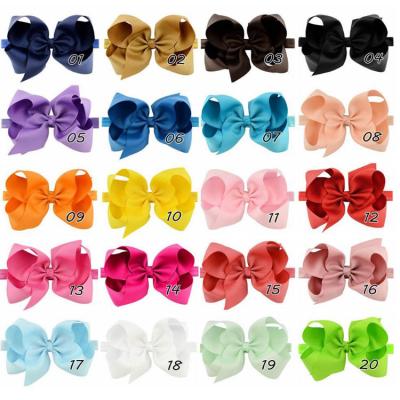 China New fasion handmade babies elastic ribbon headband 6 inch big bow hair band for sale