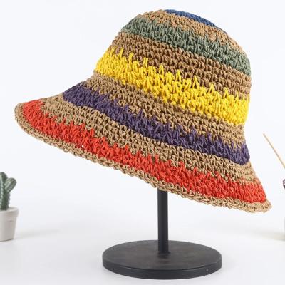 China Folding Bow Summer Straw Hat Beach Sun Visor Paper Straw Hat for sale