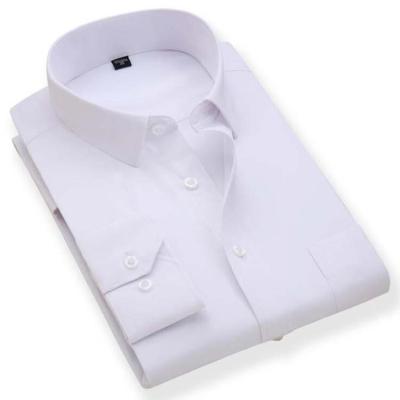 China Anti-Wrinkle Custom Logo Long Sleeve White Basic Shirt For Men for sale