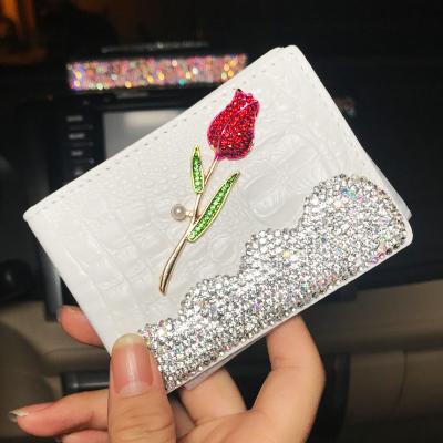 China Automatic Driver License And Vaccine Card Holder Crystal Diamond Business Card Holder Credit Card Holder PORTABLE Wallet for sale