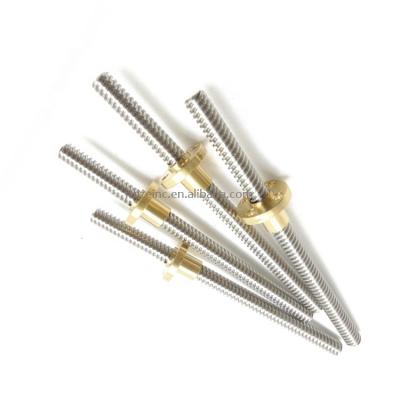 China General Application T8 Lead Screw OD 8mm Pitch 2mm Lead 100mm 150mm 200mm 210mm 250mm 260mm 300mm 330mm 350mm With Brass Nut For 3D Printer for sale