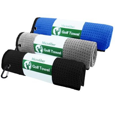 China Sports China Manufactures Wholesale Microfiber Waffle Sports Golf Towels With Custom Printed Logo For High Quality for sale