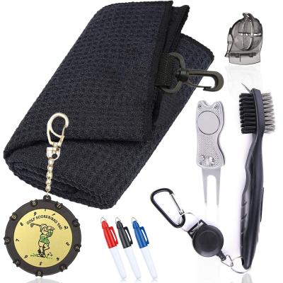 China Bases OEM Custom Golf Accessory Kit Golf Towels Divot Tools Sweeps Liner Markers Golf Ball Score Counter for sale