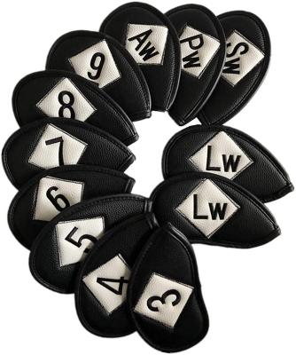 China Custom PU 10pcs/Set Leather Logo Golf Club Iron Covers Headcovers Hot Sales Durable Fit Most Standard Clubs Protector Golf Head Cover for sale