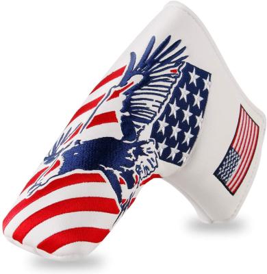 China Fashional Amazon Hot Sales USA Flag And Eagle Golf Putter Head Cover Leather Club Head Covers Custom Your Design Magnetic Closure for sale