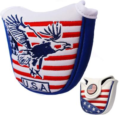 China Custom Leather Golf Mallet Putter Cover Fashional OEM PU Embroidery Golf Putter Cover Headcover Magnetic Closure For Best Prices for sale